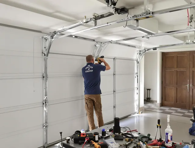 Eastvale Garage Door Repair certified technician performing precision garage door repair in Eastvale