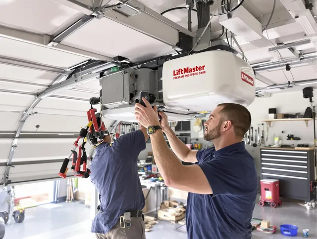 Eastvale Garage Door Repair technician performing advanced diagnostics on garage opener in Eastvale