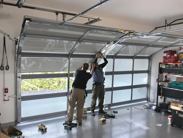 Eastvale Garage Door Repair expert performing precise panel replacement on Eastvale garage door